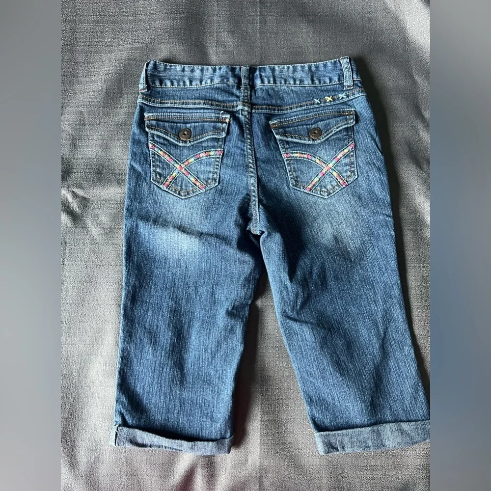 NICKELODEON iCARLY DENIM LONG STRETCH SHORTS SIZE 12 FLOWERS